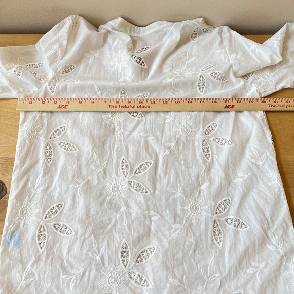 J MCLAUGHLIN TOP M FLORAL EYELET TASSEL BOHO COTTON COASTAL GRANDMA BREATHABLE - Picture 8 of 13